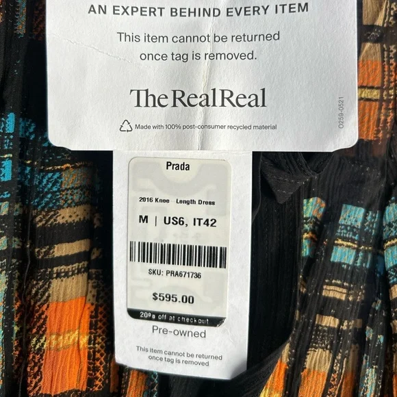 Prada Black Dress with Orange and Blue Plaid - Picture 3 of 7